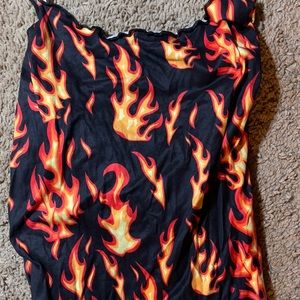 Shein XL LettucePrint Fire Bodycon Dress(folded in pictures)